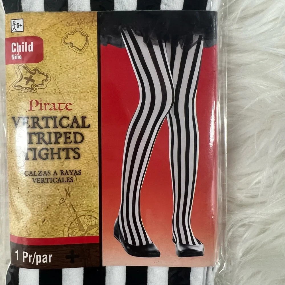 Black and White vertical Striped Tights NEW Child one size Halloween costume